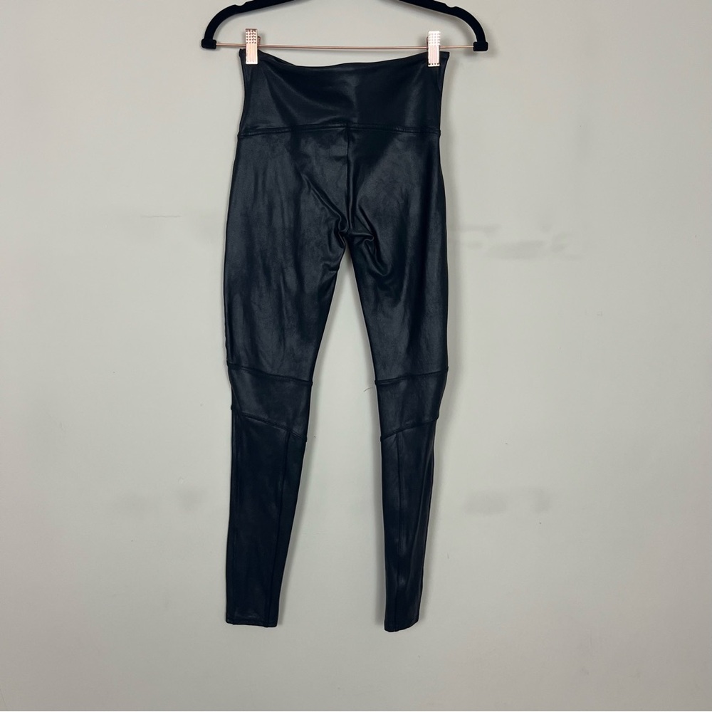 SPANX MOTO FAUX LEATHER LEGGINGS IN BLACK SIZE LARGE - Picture 15 of 16
